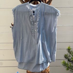 Nili Lotan Charlton top, blue and white stripe, size M